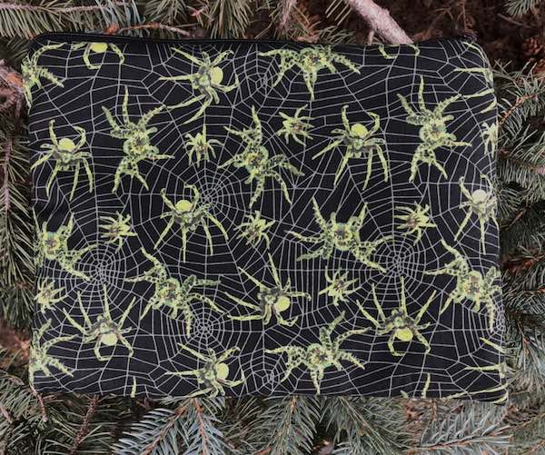 Glow in the dark Spiders Supa Scribe extra large pencil case or makeup bag