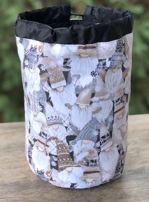 Gnome Gathering SueBee Round Drawstring Bag