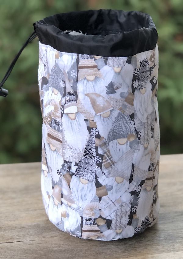 Gnome Gathering SueBee Round Drawstring Bag