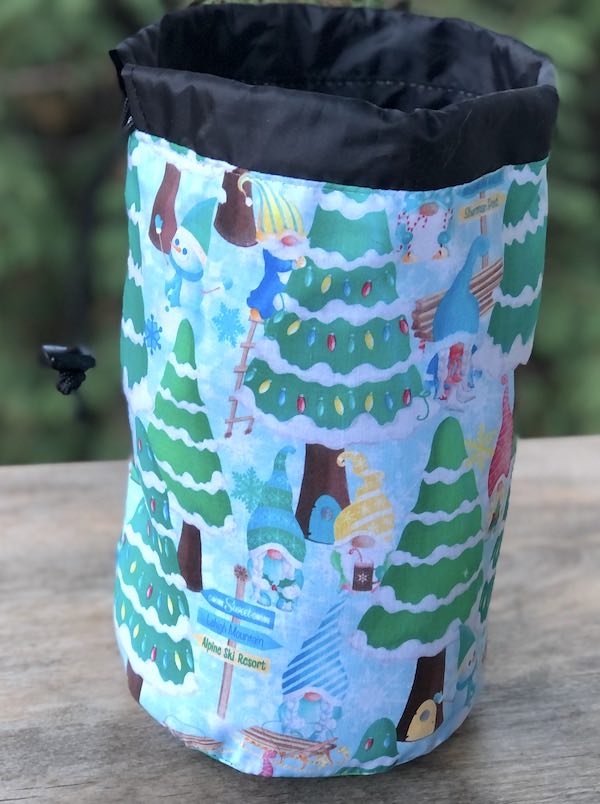 Gnomey Christmas SueBee Round Drawstring Bag