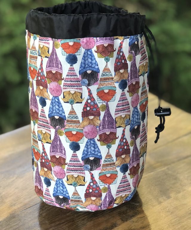 Hattie Gnomes Cream SueBee Round Drawstring Bag