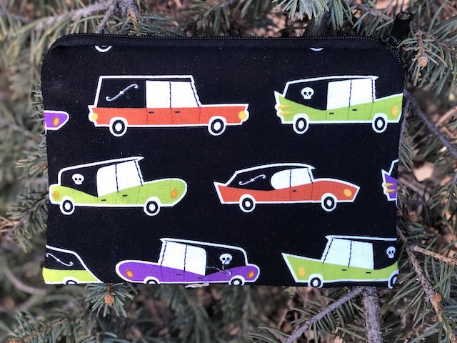 Hearses on Black Goldie zippered bag