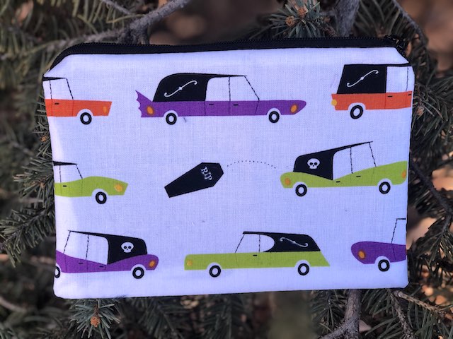 Hearses on White Goldie zippered bag