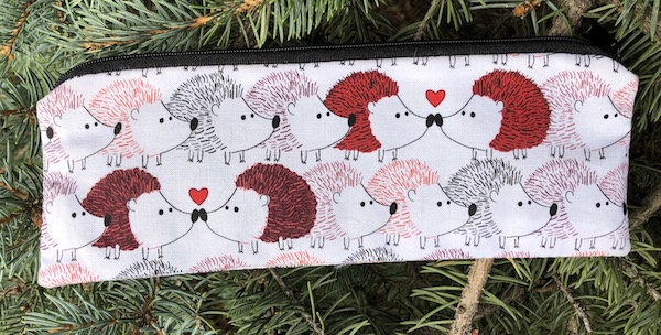 Hedgehog Love pen and pencil case, crochet hook pouch, The Scribe - CLEARANCE