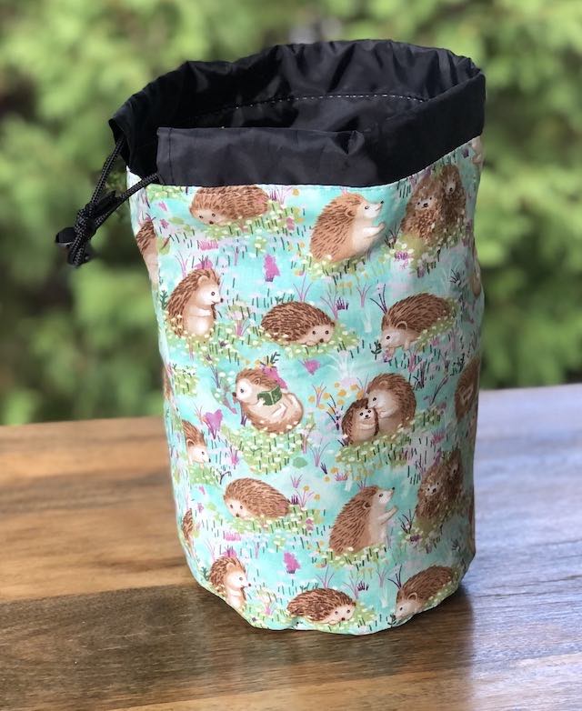 Hedgehog Village SueBee Round Drawstring Bag