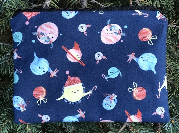Merry Spacemas Planets zippered bag, The Scooter