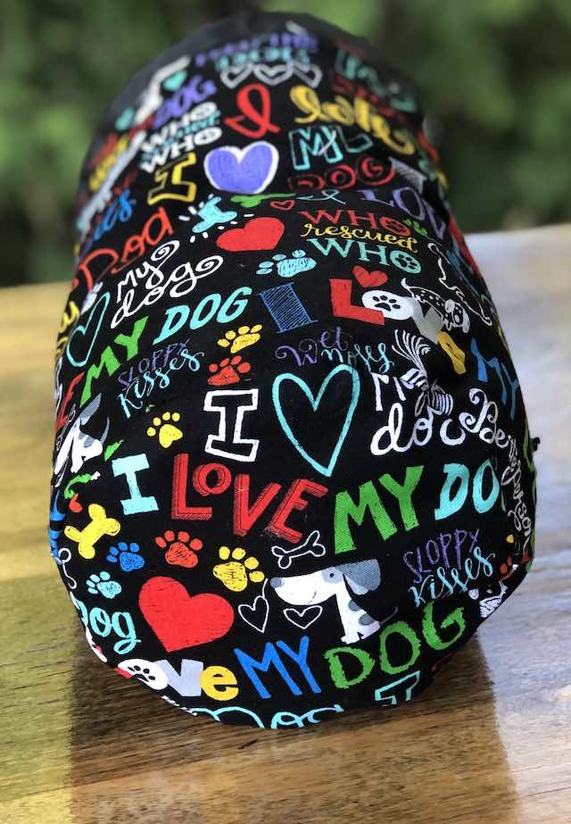 I Love My Dog SueBee Round Drawstring Bag