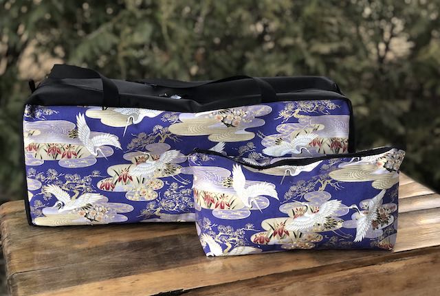 Japanese Cranes Mahjongg Storage Set The Zippered Tote-ster and Large Zini