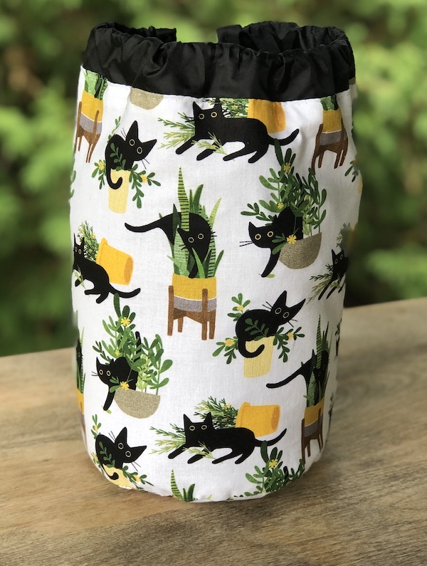 Just Purrlanted SueBee Round Drawstring Bag