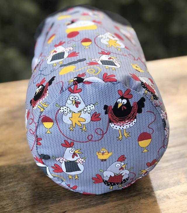 Knitting Chickens SueBee Round Drawstring Bag