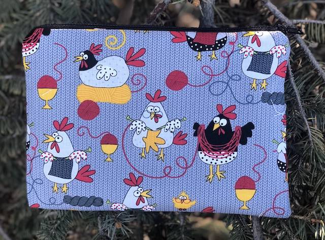 Knitting Chickens zippered bag, The Scooter