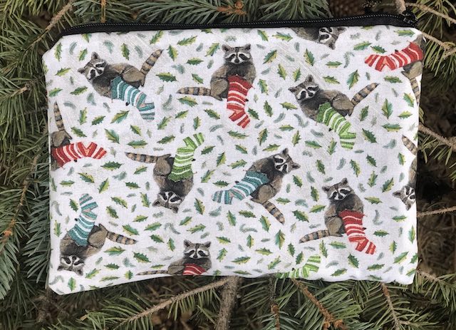 Knitting Raccoons zippered bag, The Scooter