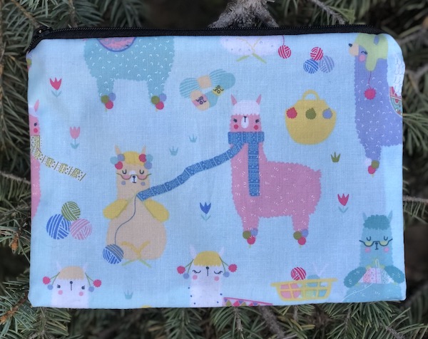 Knitty Llamas zippered bag, The Scooter