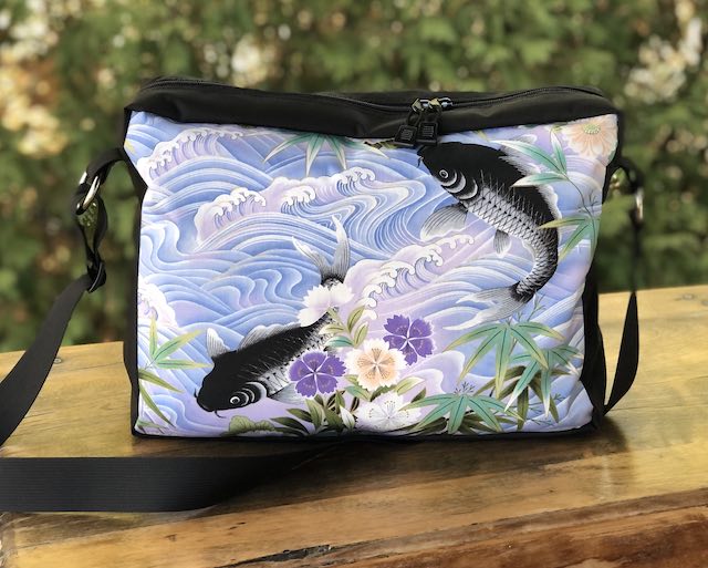 Koi and Waves Medium Honeysuckle Plus Zippered Tote