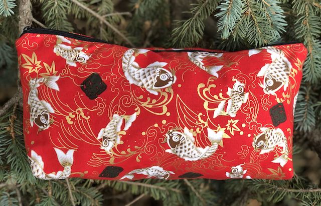 Koi on Red Large Zini Flat Bottom Bag