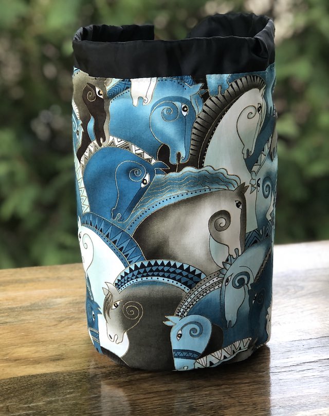 Laurel Burch Horses SueBee Round Drawstring Bag