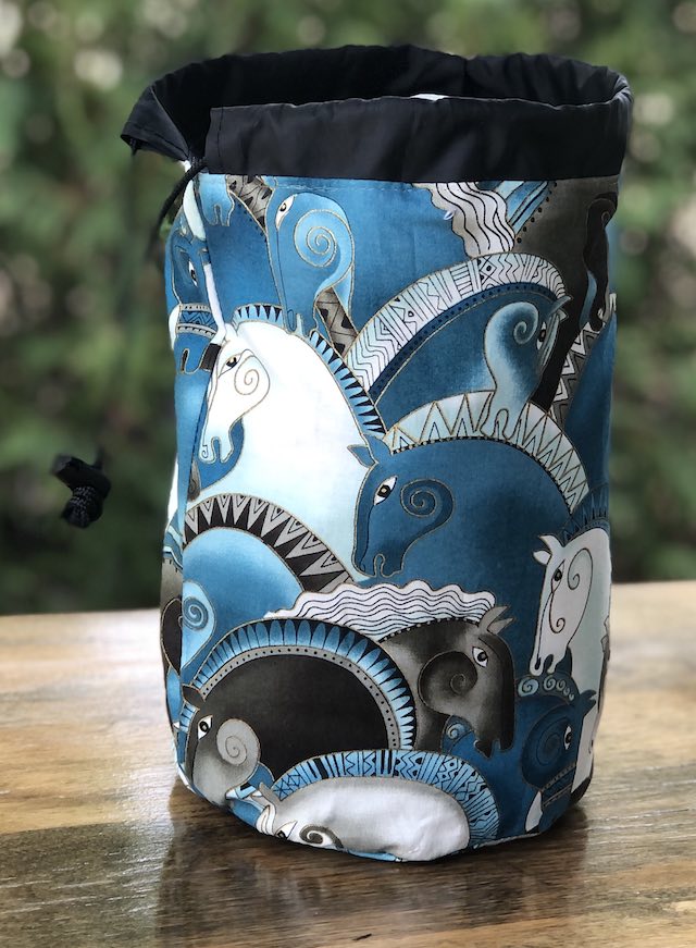 Laurel Burch Horses SueBee Round Drawstring Bag