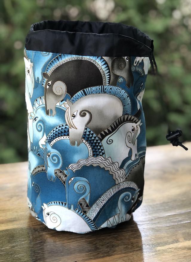 Laurel Burch Horses SueBee Round Drawstring Bag