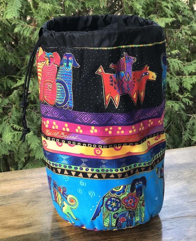 Laurel Burch dogs drawstring bag, The Large Suebee