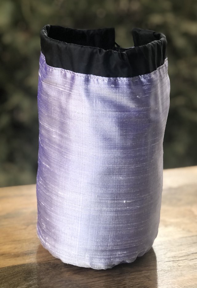 Lavender Dupioni Silk SueBee Round Drawstring Bag