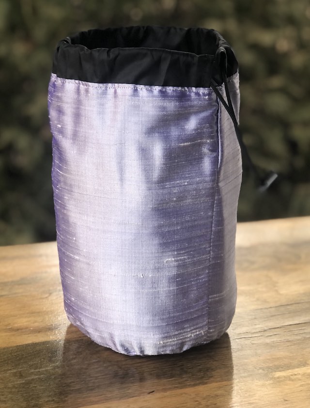 Lavender Dupioni Silk SueBee Round Drawstring Bag
