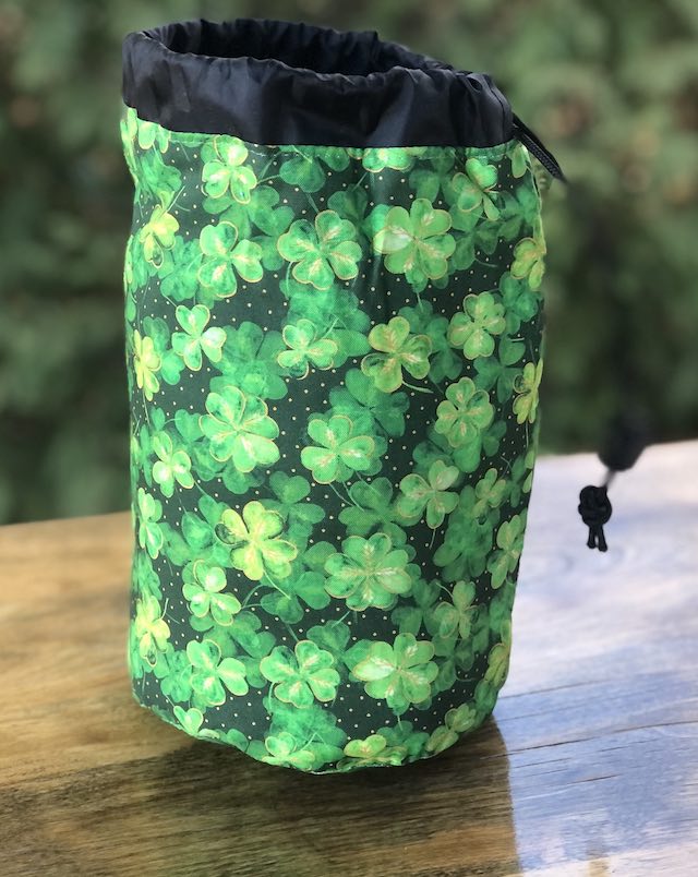 Lucky Clovers SueBee Round Drawstring Bag