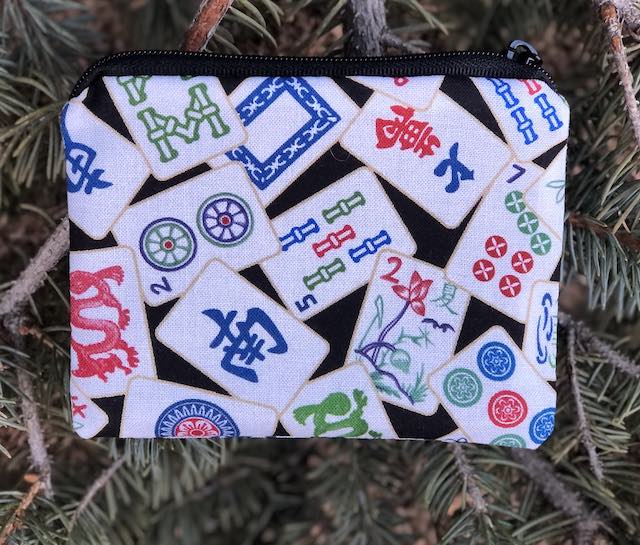 Mahjong Tiles on black coin purse, The Raven