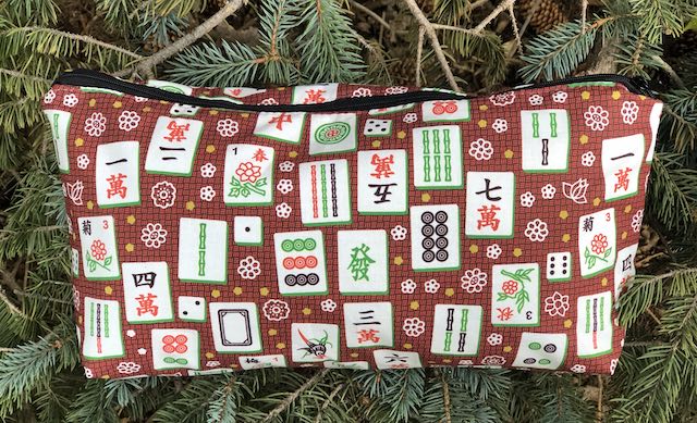 Mahjong tiles on red Large Zini Flat Bottom Bag