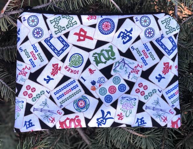 Mahjong Tiles on Black zippered bag, The Scooter