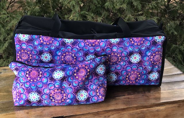 Mandela Crescents Three Piece Mahjongg Storage Set, The Zippered Tote-ster, Large Zini and Mattie