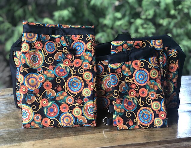 Orange Circles Supa Dupa Mahjongg Storage Set, The Zippered Tote-ster, Large Zini, Racker and Mattie