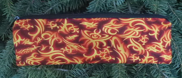 Flaming Symbols zippered pouch for chopsticks, knitting needles or crochet hooks, The Sleek