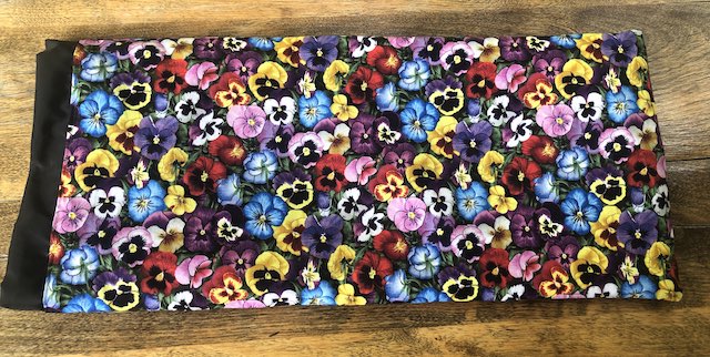 Pansies drawstring bag for canasta racks and card spinner, Rummikub racks and tiles,  the Racker Jr
