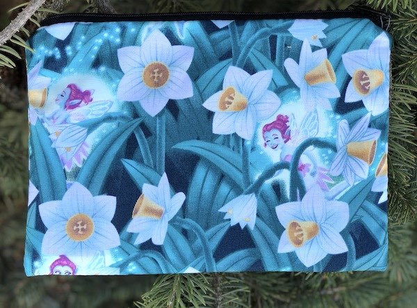 Pixies and Daffodils zippered bag, The Scooter, glow in the dark