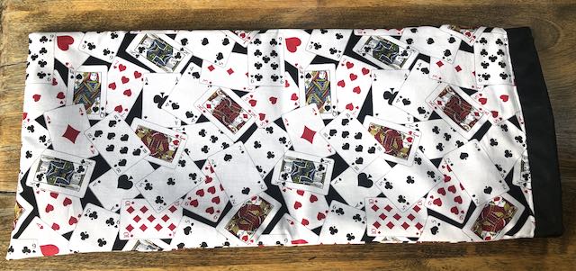 Playing Cards on Black drawstring bag for canasta racks and card spinner, Rummikub racks and tiles,  the Racker Jr