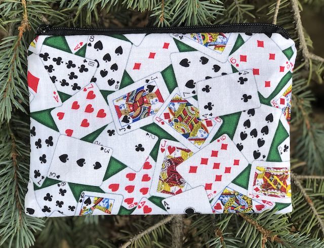 Playing Cards on Green Goldie zippered bag
