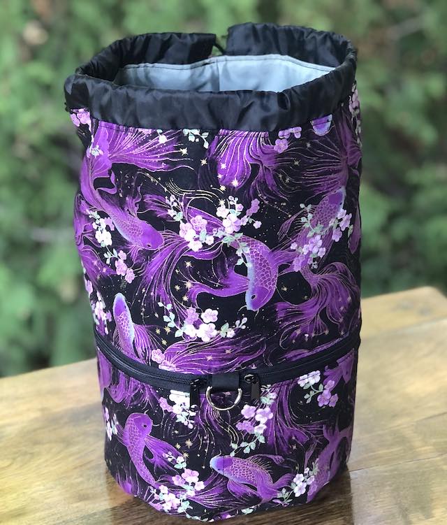 Purple Koi knitting project bag, large Kipster