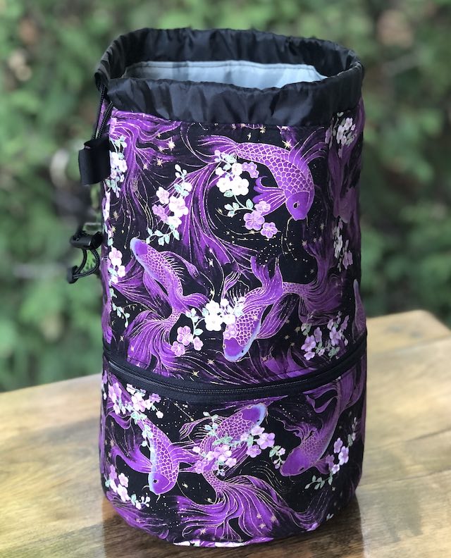 Purple Koi knitting project bag, large Kipster