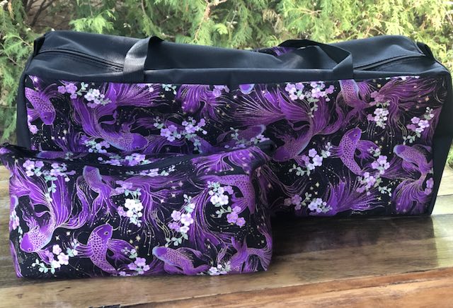 Purple Koi Mahjongg Storage Set The Zippered Tote-ster and Large Zini