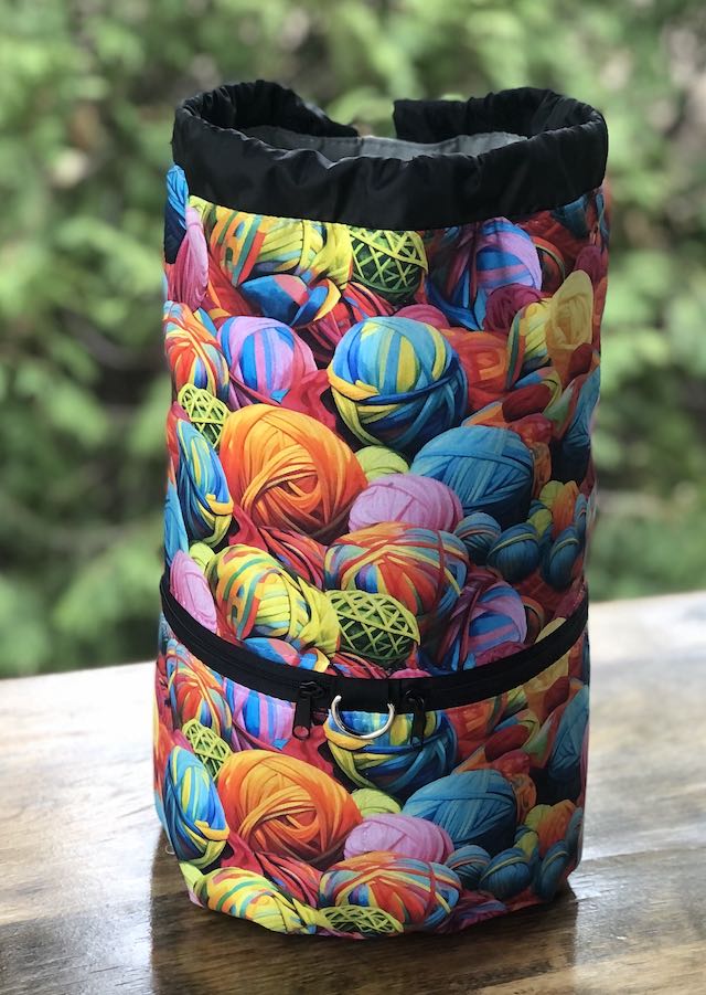 Rainbow Yarn knitting project bag, large Kipster