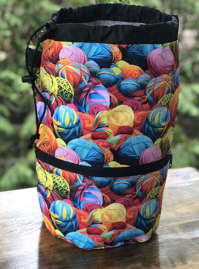 Rainbow Yarn knitting project bag, large Kipster