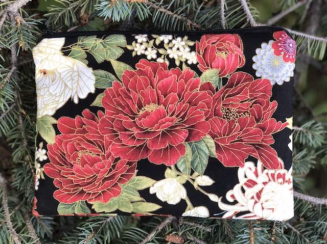 Red Peonies zippered bag, The Scooter