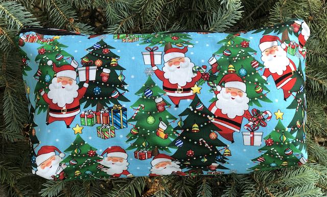 Jolly Santa on blue Large Zini Flat Bottom Bag