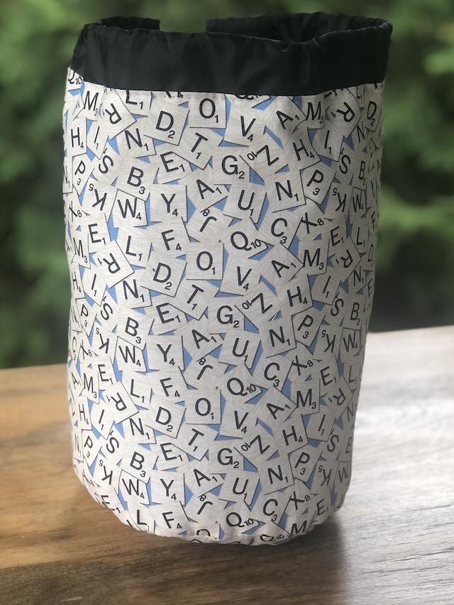 Scrabble Tiles SueBee Round Drawstring Bag