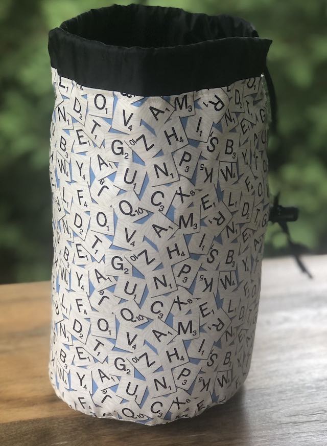 Scrabble Tiles SueBee Round Drawstring Bag