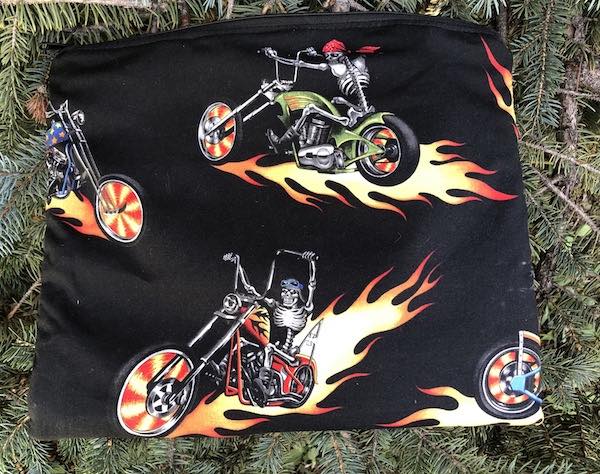 Biker Skeletons, case for needlework projects, patterns, documents or travel, The Pippa