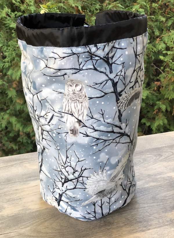 Silver Owls drawstring bag, The Large Suebee