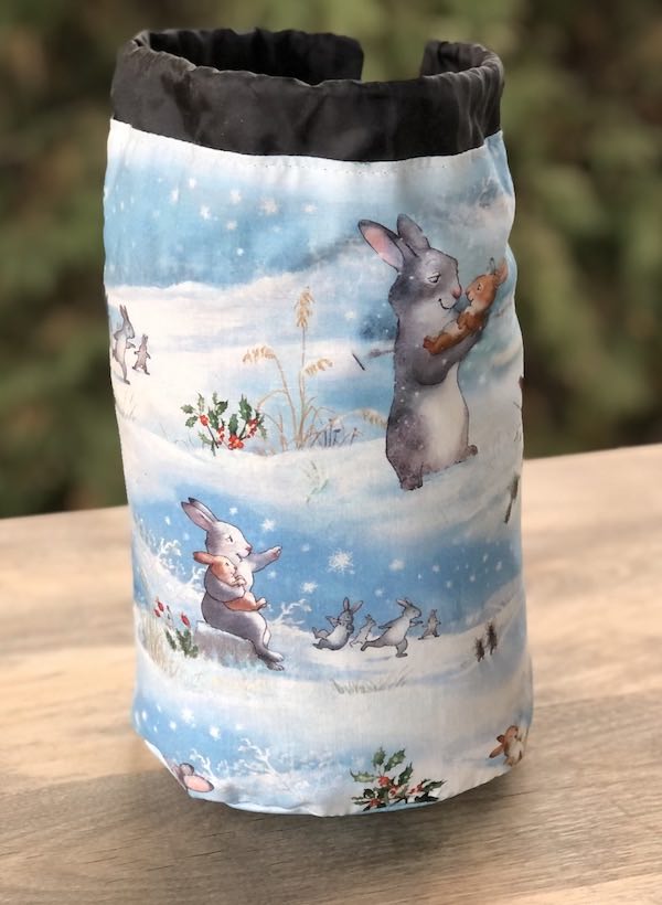 Snow Bunnies SueBee Round Drawstring Bag