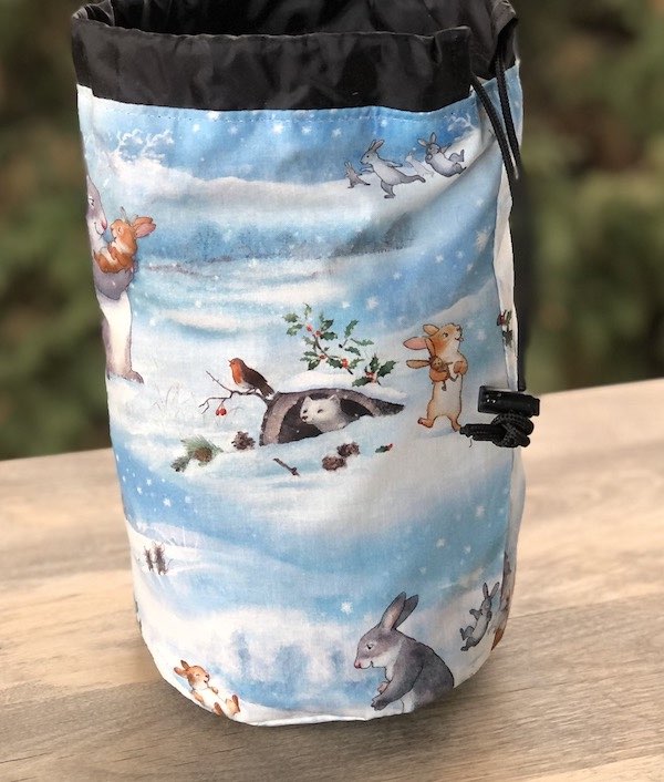 Snow Bunnies SueBee Round Drawstring Bag