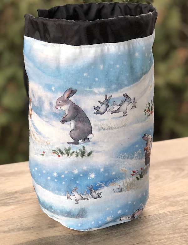 Snow Bunnies SueBee Round Drawstring Bag